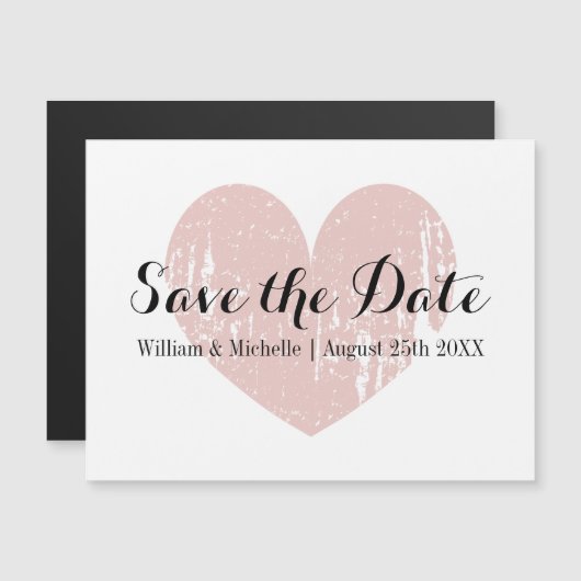ナチュラルな木製の鹿の角の結婚式の「save the date」カード, ヴィンテージなコーラルピン マグネット招待状 (正面/裏面)