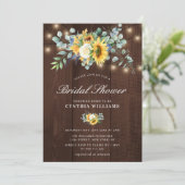 ナチュラルな木製ひまわりユーカリブライダルシャワー 招待状 (スタンド正面)