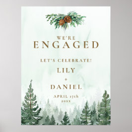 ナチュラルな松の森のエンゲージメントパーティー ウェルカムサイン ポスター