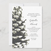 ナチュラルな松ぼっくりと白い柱 ウェディング ブランシュ 招待状 (正面)