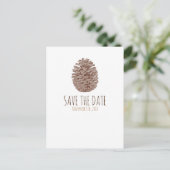 ナチュラルな松ぼっくり エレガント ウェディング セーブ ザ デート 案内ポストカード (スタンド正面)