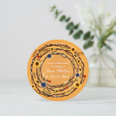 ナチュラルな枝と花の黄色の結婚式招待状 招待状 (スタンド正面)