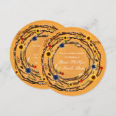 ナチュラルな枝と花の黄色の結婚式招待状 招待状 (正面/裏面)