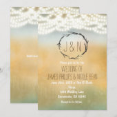 ナチュラルな枝のリースとライトの結婚式招待状 招待状 (正面/裏面)