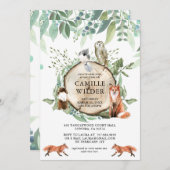 ナチュラルな森の動物のベビーシャワー 招待状 (正面/裏面)
