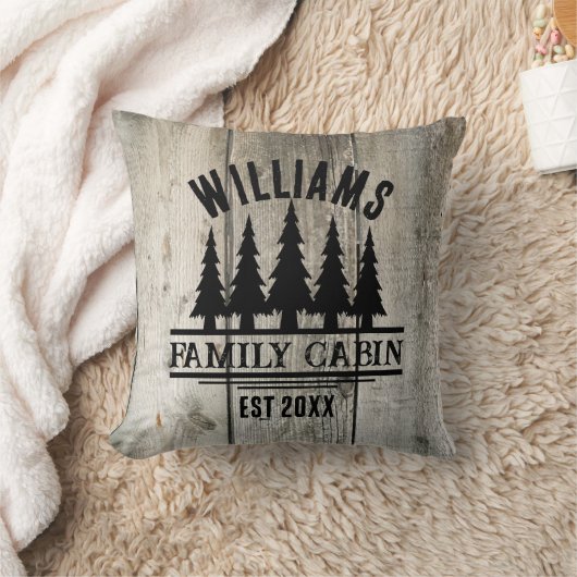 ナチュラルな森の家族専用ログハウス名ステッカー クッション (ブランケット)