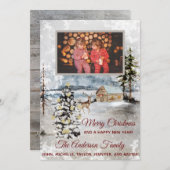 ナチュラルな森林の鹿小屋の写真クリスマスカード (正面/裏面)