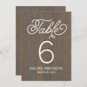 ナチュラルな樹皮のテーブルナンバーカード 招待状 (正面/裏面)