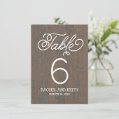 ナチュラルな樹皮のテーブルナンバーカード 招待状 (スタンド正面)