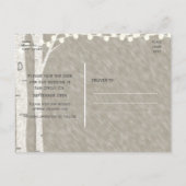 ナチュラルな樺の木のツリー ストリング ライト セーブ デート ウェディング 案内ポストカード (裏面)