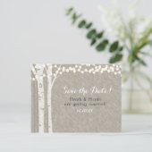 ナチュラルな樺の木のツリー ストリング ライト 保存日 ウェディング 案内ポストカード (スタンド正面)