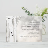 ナチュラルな樺の木の冬の白い結婚式の招待状 招待状 (スタンド正面)