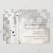 ナチュラルな樺の木の冬の白い結婚式の招待状 招待状 (正面/裏面)