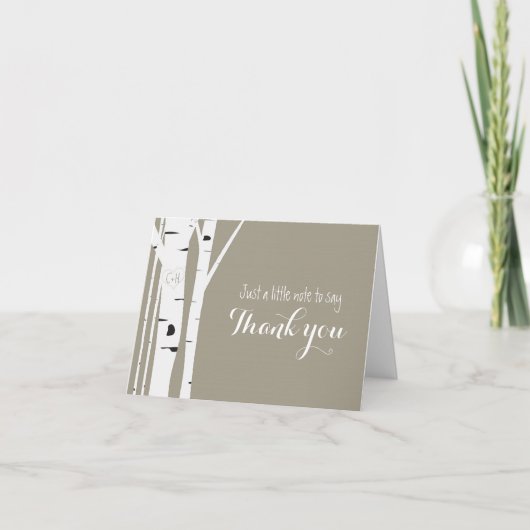 ナチュラルな樺の木 ハート型彫刻 サンクス フォールド カード (正面)