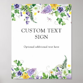 ナチュラルな水仙と野生の花 オーダーメイド テキスト サイン