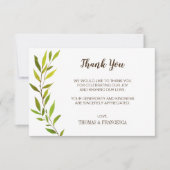 ナチュラルな水彩画のグリーンウェディング サンクスカード 招待状 (正面)