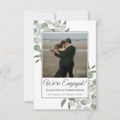 ナチュラルな水彩画のユーカリ 結婚・婚約のお知らせ 案内状 (正面)