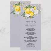 ナチュラルな照明 黄色の花のウェディング メニュー (正面/裏面)