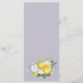 ナチュラルな照明 黄色の花のウェディング メニュー (裏面)