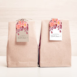 ナチュラルな牡丹のエレガントなスクリプト ブライダルシャワー ギフトタグ