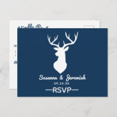 ナチュラルな田舎の鹿と山の結婚式の出欠確認 インビテーションポストカード (正面/裏面)