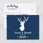 ナチュラルな田舎の鹿と山の結婚式の返信 インビテーションポストカード (正面/裏面)