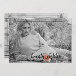 ナチュラルな白い木のポピー花の卒業カード 招待状