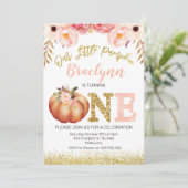 ナチュラルな秋のカボチャ 1歳の誕生日招待状 招待状 (スタンド正面)