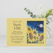 ナチュラルな秋の収穫祭の案内状 バーベキュー ひまわり 民俗芸術 招待状 (スタンド正面)