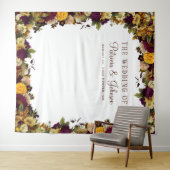 ナチュラルな秋の花を飾ったウェディング フォトブースの背景 タペストリー (インサイチュ(横))