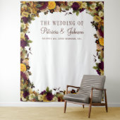 ナチュラルな秋の花を飾ったウェディング フォトブースの背景 タペストリー (インサイチュ)