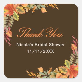 ナチュラルな秋の落ち葉 ブライダルシャワー スクエアシール