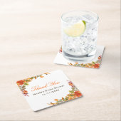 ナチュラルな秋の落ち葉 ブライダルシャワー スクエアペーパーコースター (インサイチュ)