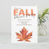 ナチュラルな秋の葉のディナーパーティー招待状 招待状 (スタンド正面)