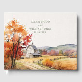 ナチュラルな秋の農場の織物模様のウェディングゲストブック ゲストブック (正面)