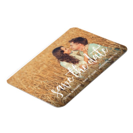 ナチュラルな節約日付写真マグネット マグネット (左側)