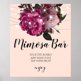 ナチュラルな紐の照明が飾られた ブライダルシャワーのミモザバー ポスター