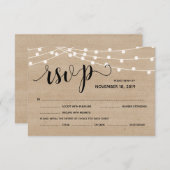 ナチュラルな紐の照明 ウェディング RSVP 返信カード エンクロージャーカード (正面/裏面)
