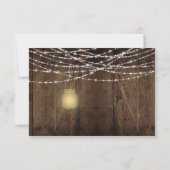 ナチュラルな紐の照明 ヒマワリ メイソンジャー 返信お願い 招待状 (裏面)