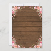ナチュラルな結婚前お披露目パーティー カントリー調 ピンクの花 木材 招待状 (裏面)