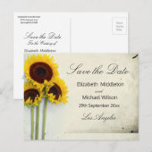 ナチュラルな結婚式のひまわりSave the Dateカード インビテーションポストカード (正面/裏面)
