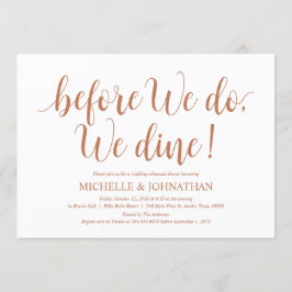 ナチュラルな結婚式のリハーサルディナー、銅色 招待状
