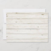 ナチュラルな結婚式の席次表。横長の木製の納屋 招待状 (裏面)