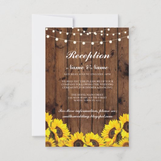 ナチュラルな結婚式の招待状 ひまわり 木 招待状 (正面)