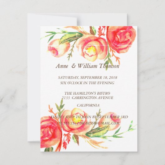 ナチュラルな結婚記念日招待状 花の芸術 招待状 (裏面)