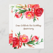 ナチュラルな結婚記念日招待状 花の芸術 招待状 (正面/裏面)