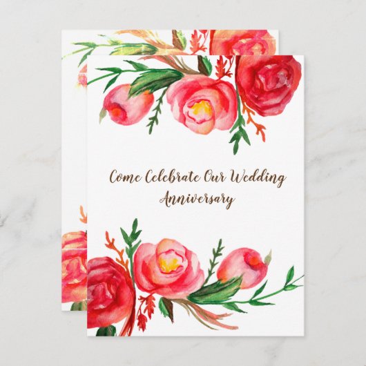 ナチュラルな結婚記念日招待状 花の芸術 招待状 (正面/裏面)