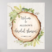 ナチュラルな緑豊かな森のウェディングシャワー歓迎 ポスター (正面)