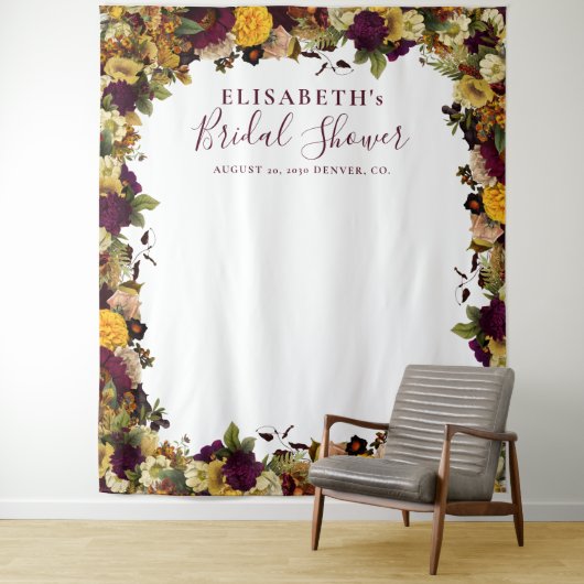 ナチュラルな花のウェディングシャワーの写真撮影用背景 タペストリー (インサイチュ)
