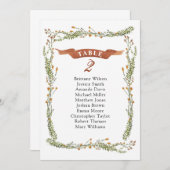 ナチュラルな花のウェディング席次表。カントリー風の計画 招待状 (正面/裏面)